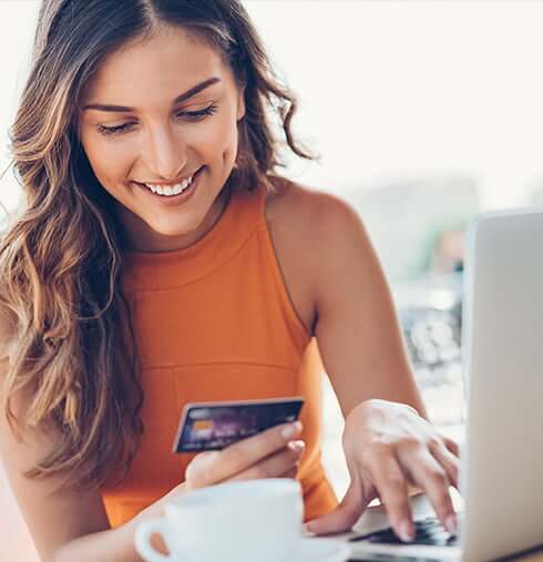 woman paying a bill online