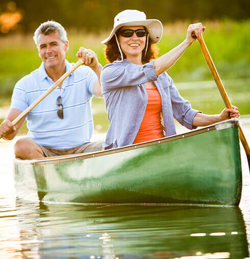 Senior couple in canoe