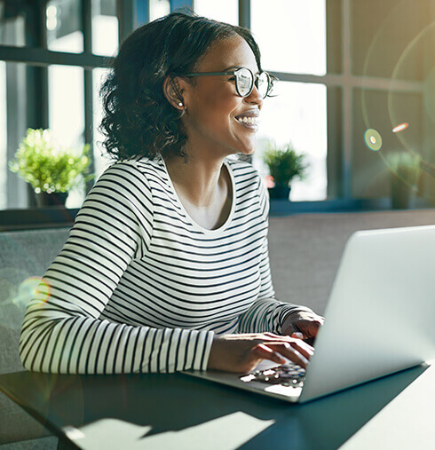 woman on computer