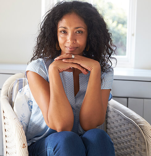 woman slightly smiling