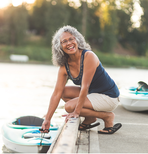 senior woman kayaking
